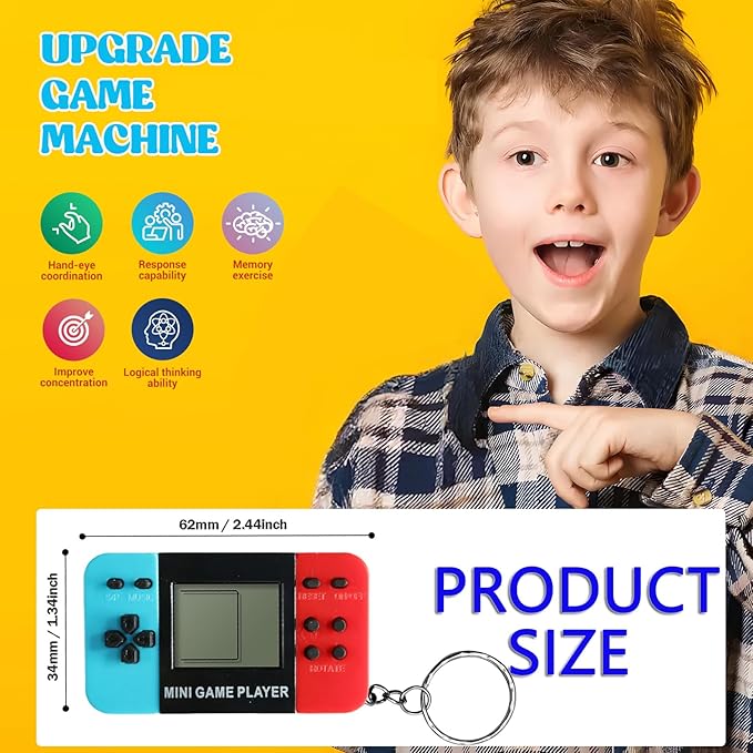 DOEA 12Pcs Video Game Party Favors for Kids, Arcade Keychain, Bulk Party Supplies for Birthday, Goodies Bags Stuffer Classroom Prizes