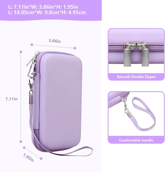 Supmay Carrying Case Compatible with CCTU / TEBIYOU Kids Handheld Games Preloaded 218 Retro Video Games, Portable Gaming Electronic Toys Storage Holder Travel Bag with Mesh Pocket for USB Cable,Purple