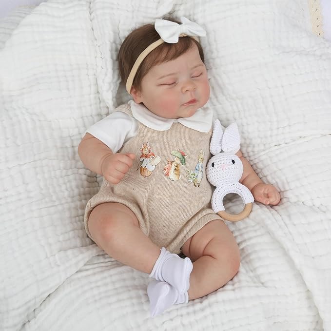 CHAREX Lifelike Reborn Baby Dolls - 22 Inch Sleeping Realistic Newborn Baby Girl with Soft Weighted Cloth Body, Real Life Baby Doll Peaches with Realistic Veins, Doll Gift Set for Kids Age 3+