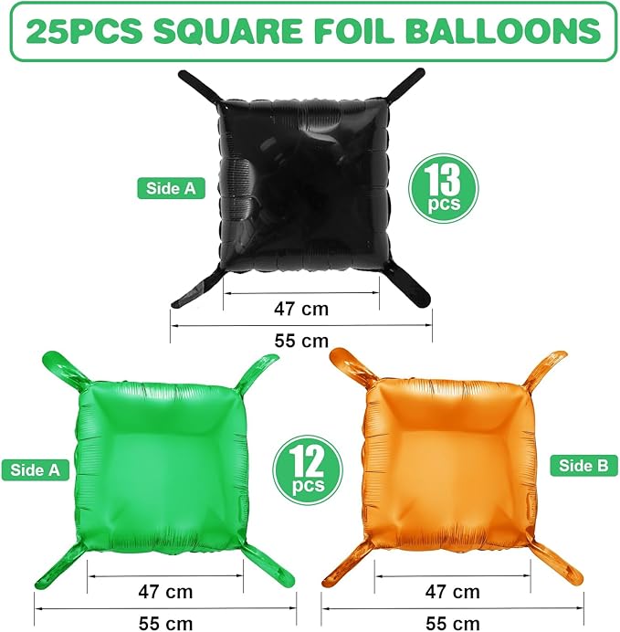 Black Orange Green Foil Balloon Wall,25Pcs Double Sided Balloons Backdrop Helium Polyester Balloon Tunnel Arch Garland Kit for Halloween Birthday Bridal Anniversary Baby Shower Party Decorations