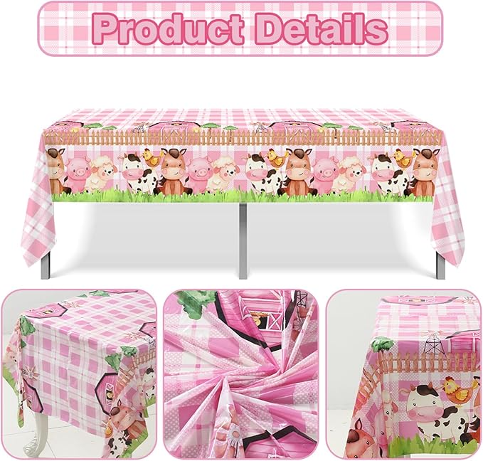 Farm Animal Themed Party Decoration for Girl,Farm Barn Animals Backdrop Banner Farmhouse Animals Decor Party Tablecloth Balloon Arch Garland Kit for Birthday Photography Baby Shower Party Supplies