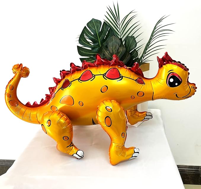 Giant 3D Dinosaur Balloon for Birthday Party Decorations, Cute Self Standing Dino Balloons, Aluminium Foil Balloons for Birthday Party Supplies Decor (4pack Dino)