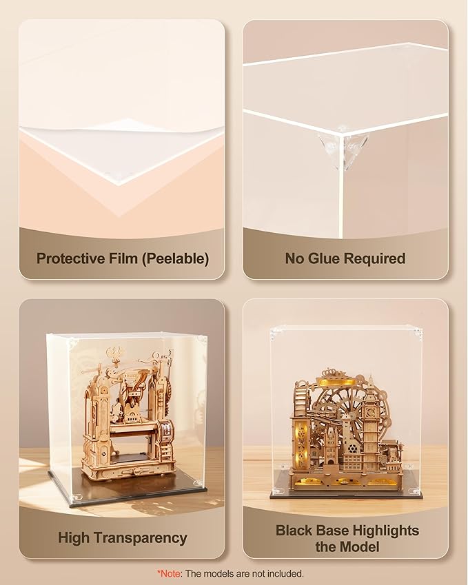 ROKR Clear Dust Cover,Acrylic Transparent Display Case for Collectibles,Figures Model Toys Home Storage Box RFM04