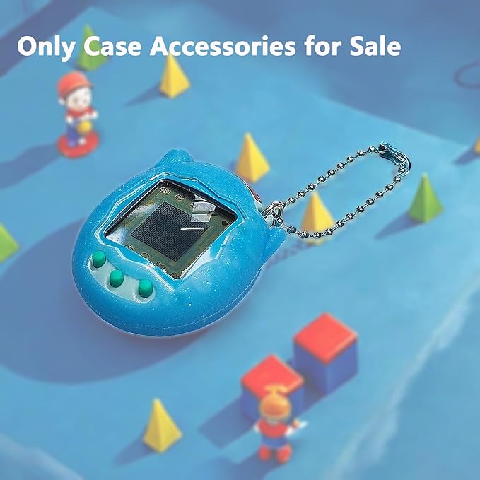 JCHPINE Silicone Cover Case for Tamagotchi Connection Virtual Reality Pet, Screen Protector for Tamagotchi Connection Electronic Pet Accessories (Silicone Case and Screen Film) (Blue)