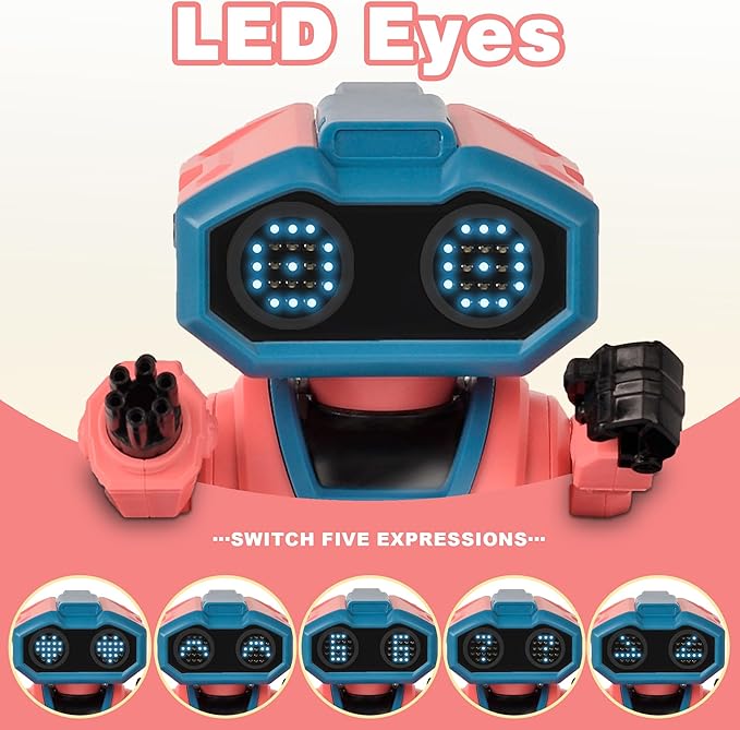 Robot Toys for Boys Girls, Rechargeable RC Robot with GestureSensing,Auto-Demonstration, Fun Gift for Kids(Pink)