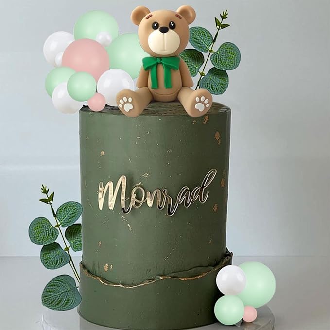 Gyufise 30Pcs Ball Cake Topper Decorations Mini Balloons Cake Topper Sticks Foam Balls Cake Picks Cake Topper Balls Cake Decorations for Wedding Party Birthday Cake Decorating White Green Pink