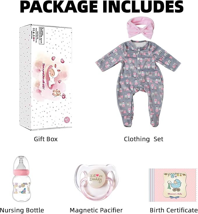 Lifelike Reborn Baby Girl - 18 inch Realistic Baby Girl Real Life Newborn Baby Dolls, Handmade Anatomically Correct Real Baby Dolls Gift Set for Kids Age 3 +
