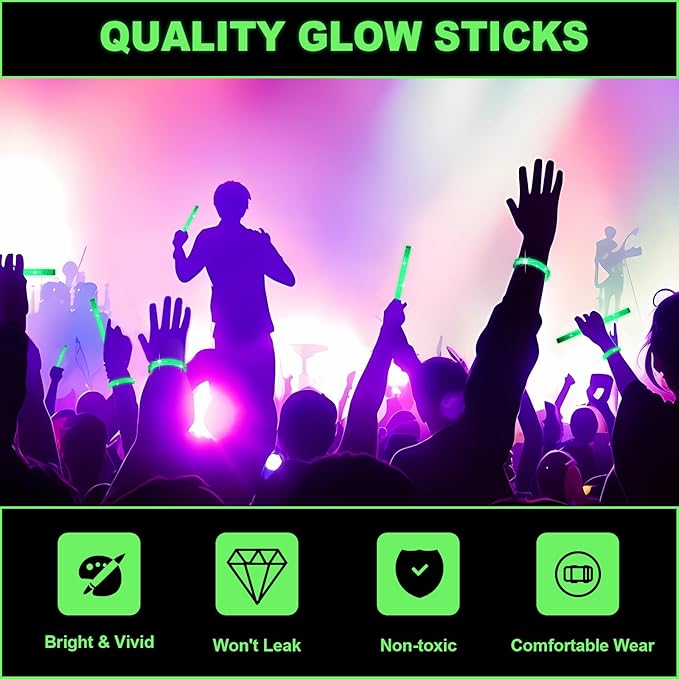 Kigeli 60pcs St Patricks Day Party Favors Green Glow Sticks 9" Glow Wristbands with Connectors Saint Patrick's Light up Bracelet Gifts for for Carnival, Easter, and Music Festival Supplies