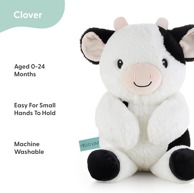 The Peanutshell Plush Cow Stuffed Animal - 10 inch - Baby Safe - Machine Washable - Soft Cow Baby Toys, Newborn Infant Toddler, Plushies for Boys Girls, Stuffies, Farm Nursery Decor