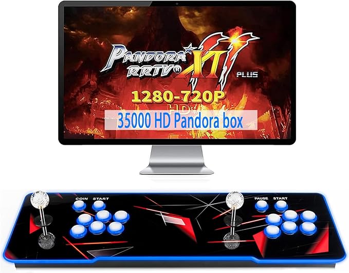 【 35000 Games in 1 】 70S Pandoras Box Arcade Game Console Retro Game Machine for Home PC & TV, 2-4 Players, 1280X720, Support 3D , Search/Hide/Save/Load/Pause , Favorite List,Double Stick