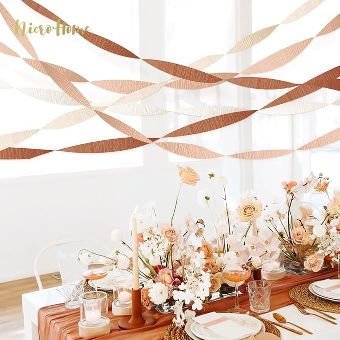 NICROHOME EUR Wedding Party Decorations, 8 Rolls Creamy White Crepe Paper Streamers for Boho Wedding, Engagement, Baby Bridal Showers Party Supplies, Birthday, 82 ft Long