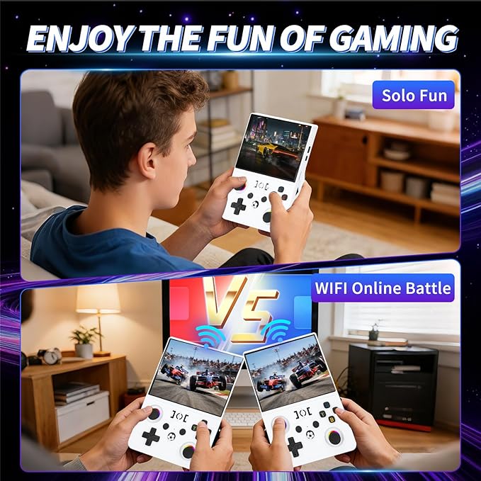 2026 NEW Upgrade R36MAXPRO Retro Handheld Game Console - 4.5 Inch Ultra-Large Screen, Support 18000+Classic Games, 64G TF Card, Linux System, 4000mAh Battery, Birthday Gift for Adult - White