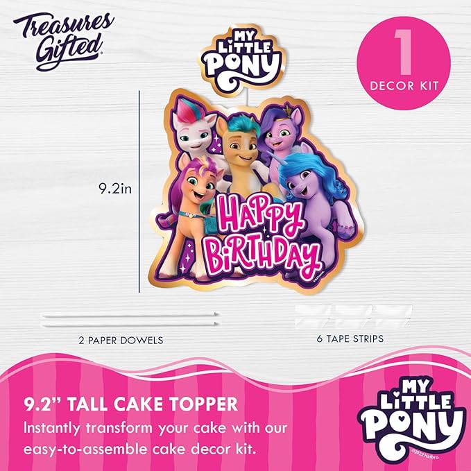 Treasures Gifted Officially Licensed My Little Pony Cake Topper - My Little Pony Cake Decorations - My Little Pony Dessert Topper - My Little Pony Cake Picks - My Little Pony Birthday Party Supplies