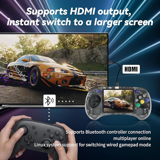 RG ARC-S Retro Handheld Game Linux System RG3566 4.0 inch IPS Screen,RGARC S with1G 128GTF Card Pre-Installed 4541 Games Supports 5G WiFi 4.2 Bluetooth Online Fighting,Streaming and HDMI