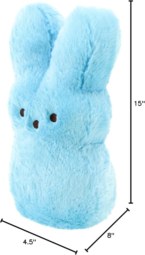 Animal Adventure | 15" Blue Shaggy Bunny Peeps Plush | Easter Basket Stuffed Animals for Kids | Marshmallow Candy | Huggable Ultra Soft Plushie Stuffers Buddy Toy | Collectable Gifts | Aged 3+