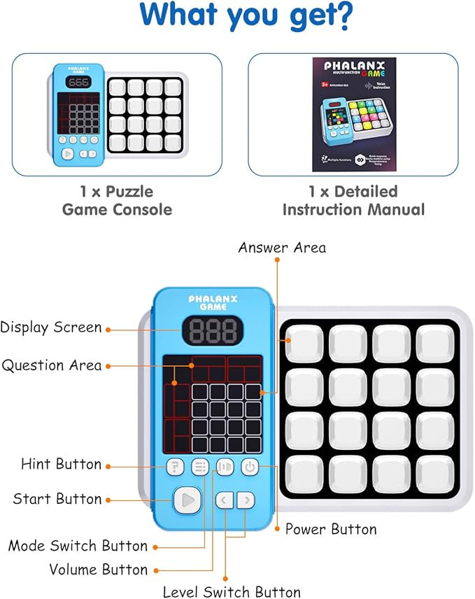 Brain Teaser Puzzle Game, Featuring 400+ Challenges, Handheld Games for Kids and Adults, Birthday Gift for Boys and Girls, Road Trip Airplane Travel Fidget Toy