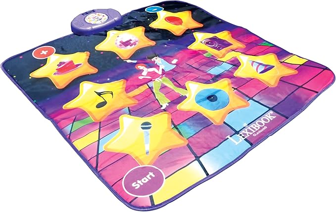 LEXiBOOK, Electronic Dance Floor Mat, Illuminated Keys, Built-in Speaker, Purple/Yellow, DM10