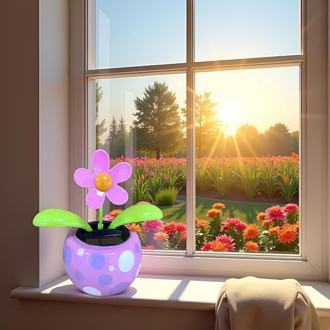Solar Dancing Flower, Flower Solar Powered Dancing in Colorful Shape Flip Flap Animated Bobblehead Dancer Window Sun Catcher Car Dashboard Decor Solar Power Kits,Learning and Education