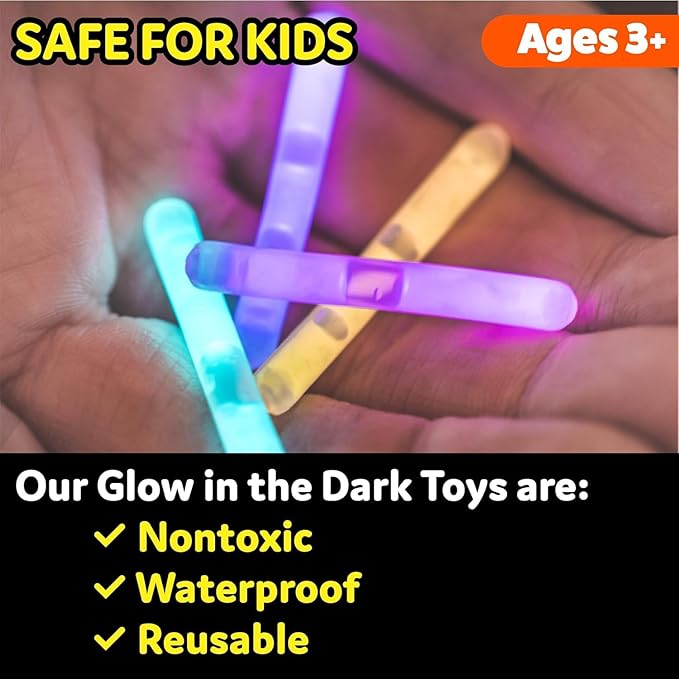 PartySticks Mini Glow Sticks 100 Pack Glow-in-the-Dark Small, for Easter Eggs, 5 Colors, Neon Light Sticks Bulk Party Favors, Easter Basket Stuffer Party Pack, Weddings Classroom Decorations Prizes