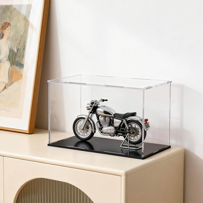 Large Acrylic Display Case, Clear Acrylic Display Box with Matte Base, Dustproof Collectible Storage Cases, DIY Easy Assembly Showcase for Figures, Models, Collectibles, 14.5 x 11 x 11 inch