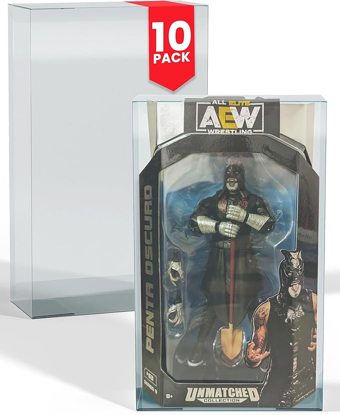 EVORETRO PET Display Case Protector for AEW Unmatched Series 8 (0.40mm, 10-Pack) – Clear Protective Display Cases for Action Figures