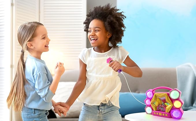 eKids Trolls Band Together Karaoke Microphone with Bluetooth Speaker for Fans of Trolls Toys, Kids Karaoke Machine with Built in Music