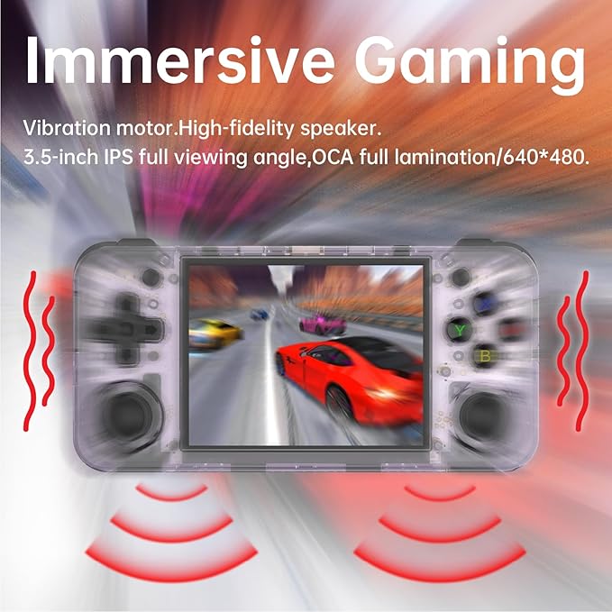 RG35XX H, Retro Handheld Gaming Console, Support HDMI TV Out, 5G WiFi Bluetooth 4.2, Dual Sticks, 3.5-Inch IPS Horizontal Screen, Make Retro Game Experience Better (64G Transparent Black)