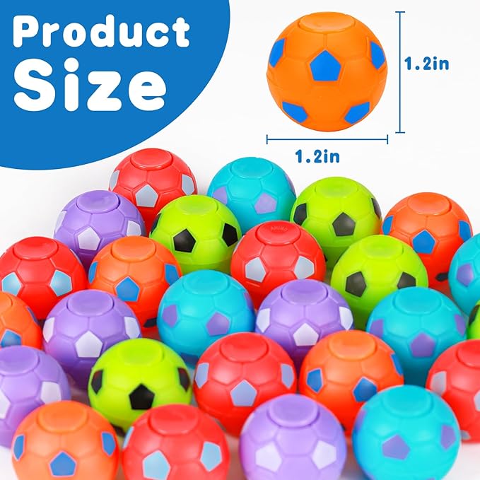 80PCS Fidget Spinner Soccer Balls Sports Birthday Party Favors Bulk for Kids 4-8 8-12 Easter Egg Fillers Goodie Bag Stuffers Classroom Treasure Box Toys Carnival Prizes Pinata Return Gifts
