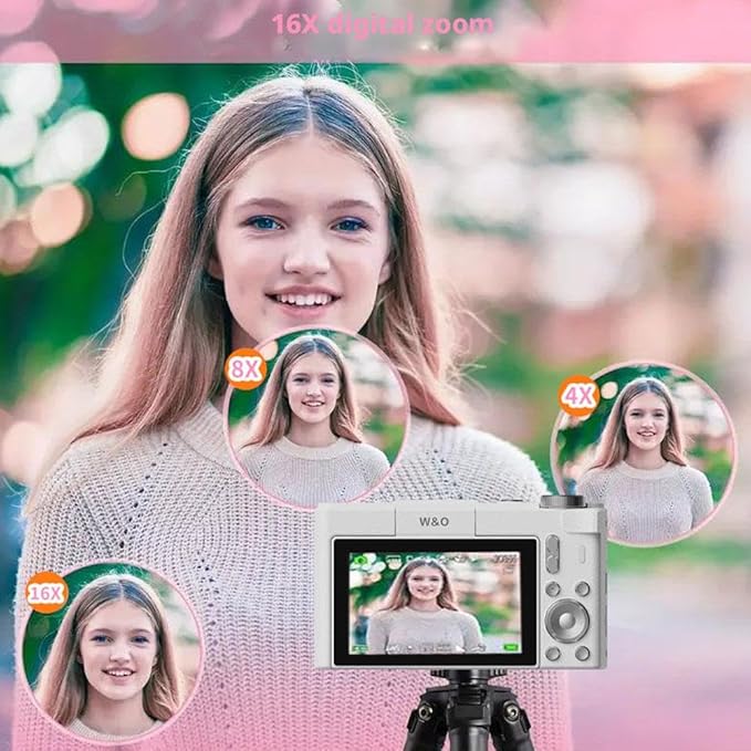 Mini Digital Camera with Flip Screen - 4K Video & 5MP Photo Camera for Kids, Teens, Beginners, Vloggers | 2.8" HD Display, 16X Digital Zoom, Smart Fill Light, MP3 Player & Photo Viewer
