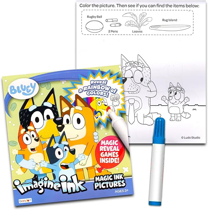 Disney Bluey Imagine Ink Coloring Book Set for Kids - 12 Pack No-Mess Magic Ink Bluey Coloring Books | Bluey Party Supplies Party Favors Bundle
