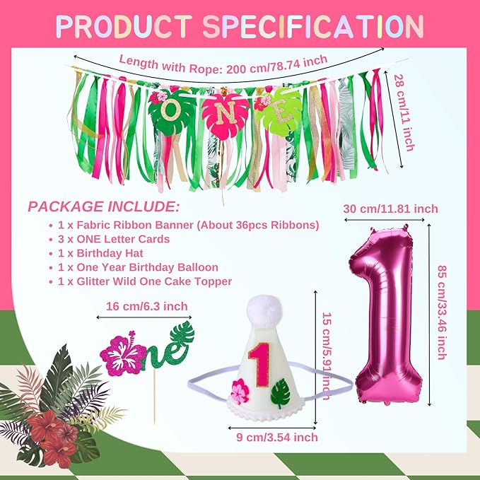 Hawaiian Aloha High Chair Banner for 1st Birthday Party Decoration Tropical Hawaiian Luau One High Chair Tassel Garland Banner for Girls Baby Shower Moana 1st Birthday Party Backdrop Decoration