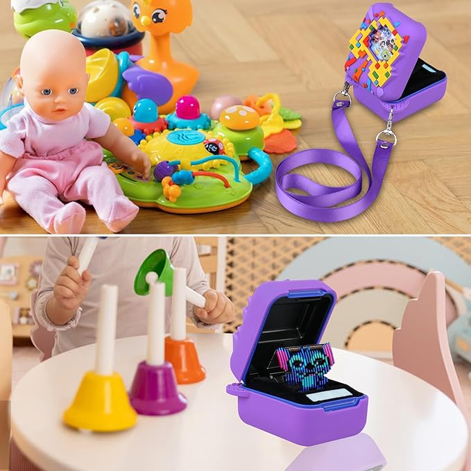 Elonbo Silicone Protective Case for Bitzee Disney Interactive Toy, Virtual Toy Storage Cover, Electronic Pets Kids Toys Holder, Purple (Compatible With Bitzee)