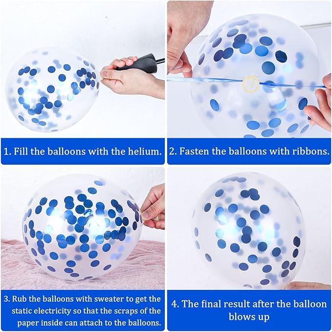 Whaline 60Pcs Graduation Party Balloon Set 7 Designs Confetti Latex Balloon with 2 Rolls Ribbon Class of 2025 Grad Cap Congrats Grad Balloon for Graduation Party Decoration Supplies (Blue, Red)