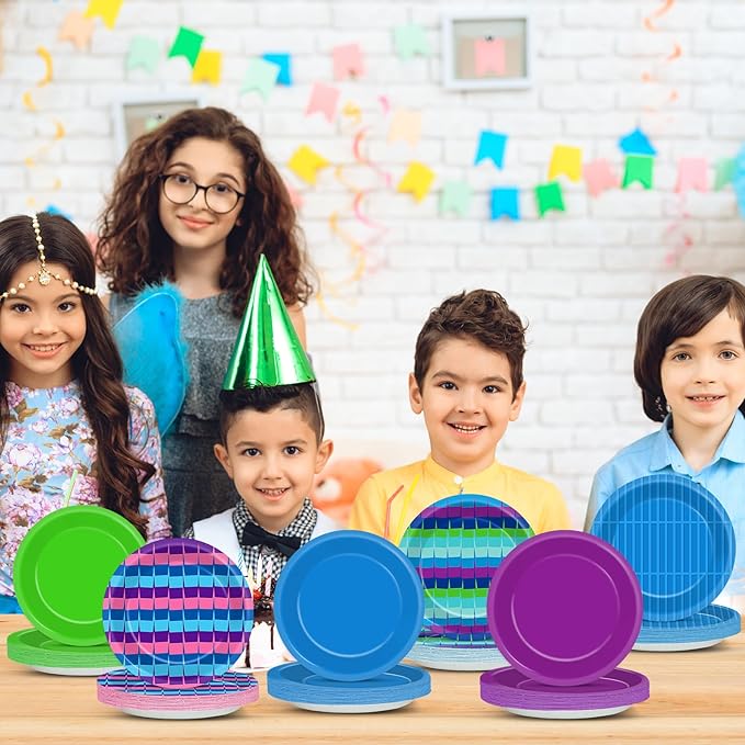 48PCS Video Game Birthday Party Supplies Video Gaming Paper Plates 7" Dinnerware Dessert Plates Llama Game On Party Decorations Gamer Level Up Table Decor for Teenager Kids Boys Birthday Favor
