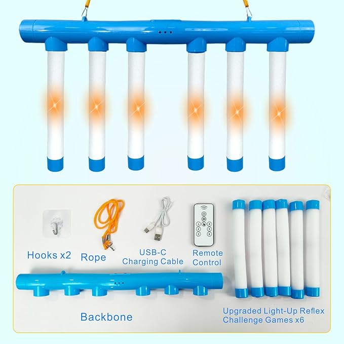 Reflex Drop Sticks Challenge Game with Remote Control - 3 Adjustable Speed Modes, Light-Up Hand-Eye Coordination & Reaction Training Toy, Fun Glowing Catch Falling Sticks Game for Kids and Adults