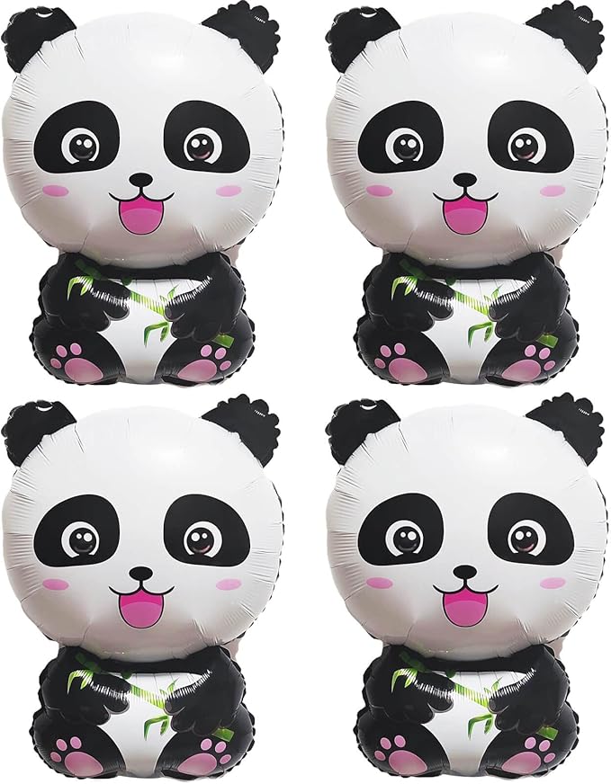 4 Pack Giant Panda Balloons - Jungle Safari Panda Balloons for Wildlife Animals Theme Birthday Party Decorations
