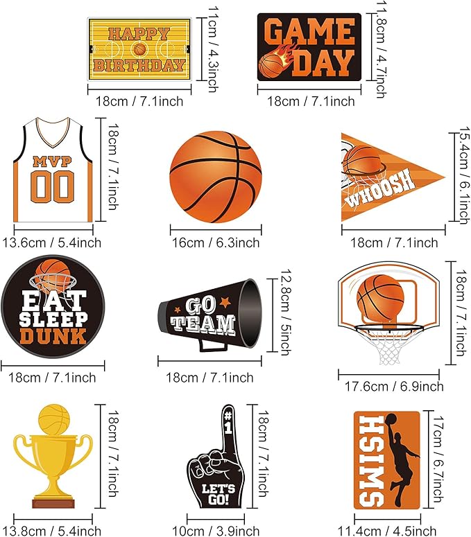Sumind 30 Ct Basketball Hanging Swirl Decorations Basketball Sports Themed Sports Cutouts Whirls Favors for Birthday Photo Props Party Supplies Classroom Competition Decoration