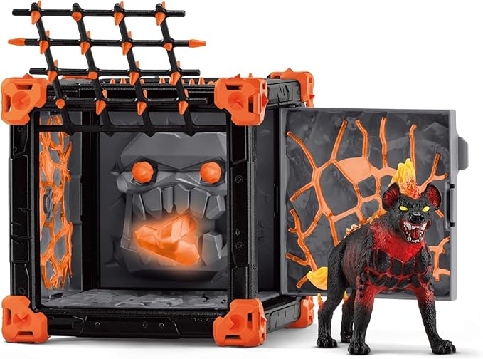 Schleich Eldrador Creatures - 27 PC Lava Battle Cave with Dog Toy Playset - Hell Hound Figurine Set for Boys and Girls with Expandable Fortress - Interactive, Imaginative Play for Kids Ages 7+ | 42674
