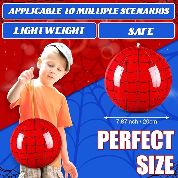 12 Pcs Spider Party Favors Punching Balloons for Kids Spider Web PVC Inflatable Punch Bouncy Balloon Heavy Duty Goodie Bags Stuffers Classroom Rewards Carnival Toy Prizes