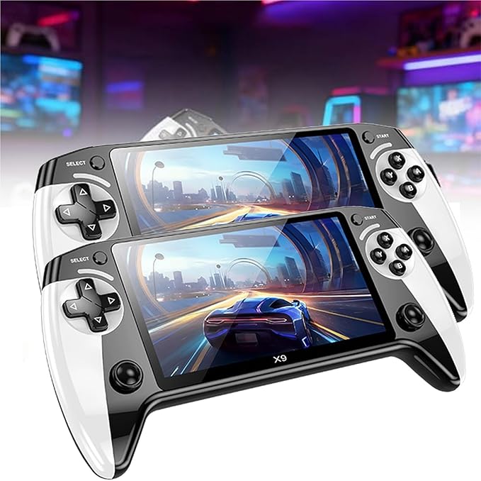 Portable Retro Game Console X9 Handheld Game Console, 5.5 Inch HD IPS Screen, 20000+ Built-in Games, 10+ Emulators, Supports TV Output & Gamepad, 5-Hour Battery Life(2 PCS)