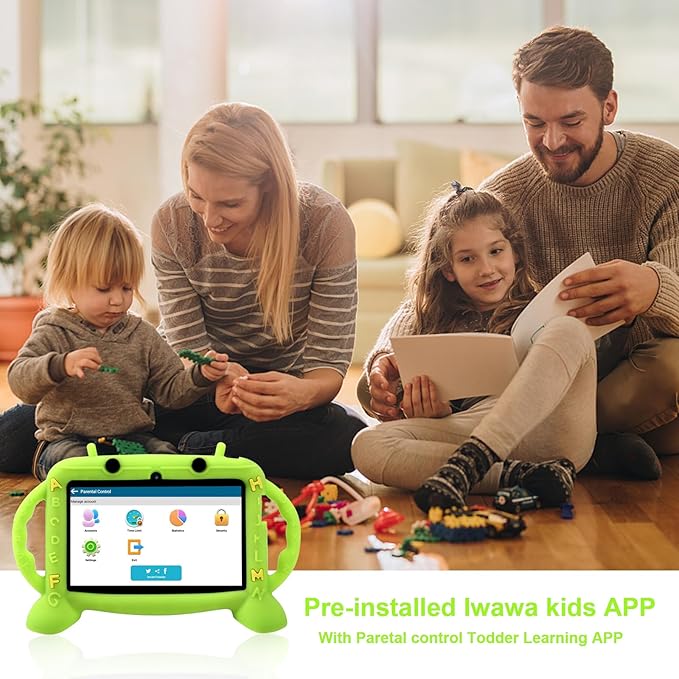 Kids Tablet, 7 inch Tablet with Case for Kids 2-10, Educational Learning Toddler Tablet Android 11, 3GB RAM+32GB ROM Storage, WiFi，Bluetooth，with Google Play YouTube, Baby Girl boy Present（Green）