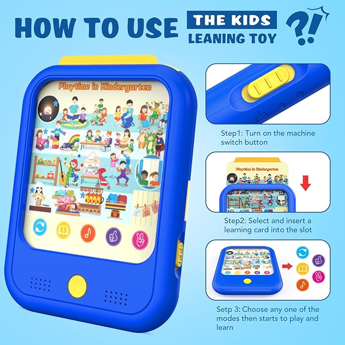 Upgrade Kids Learning Tablet Educational Learning Pad for Toddlers 2-5 to Learn Alphabets, Numbers, Foods, Time, Music, Vehicles,Tablet Toy for Toddlers Ages 2 3 4 5 6 Years Old