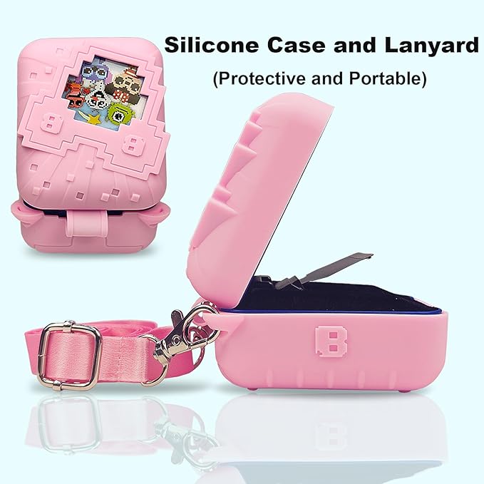 JCHPINE Hard Carrying Case and Silicone Cover for Bitzee Disney Interactive Digital Pet, Protective Case for Bitzee Disney Virtual Electronic Pets Accessories (Pink)