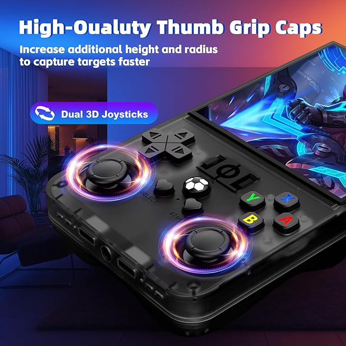 R36MAX Retro Handheld Game Console, Retro Gaming Console with 64G Built-in 18000+ Classic Games, 4.0 Inch 720x720 IPS Screen, Portable Handheld Linux System, 4000mAh Battery (Black)