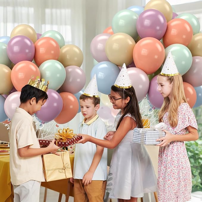 Pastel Retro Balloons, 12 Inch 6 Color Blue Purple Green Pink Beige Latex Party Balloon for Birthday Graduation Anniversary Baby Shower Wedding Decorations