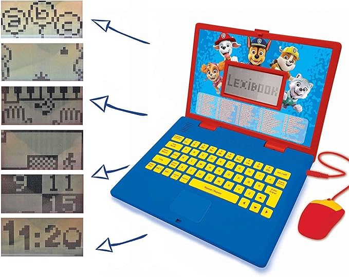LEXiBOOK Paw Patrol - Educational and Bilingual Laptop Spanish/English - Toy for Child Kid (Boys & Girls) 124 Activities, Learn Play Games and Music with Chase Marshall - Red/Blue JC598PAi2