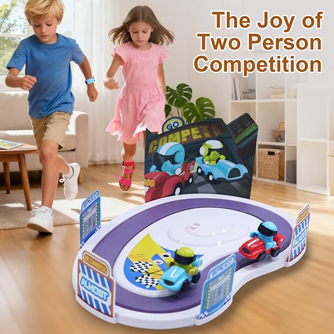 3T6B Dual-Person Motion-Sensing Racing Toy, Wireless Remote-Controlled Sports Track Set, Motion-Sensing Wristband, U-Shaped Electric Track, Gift for Children