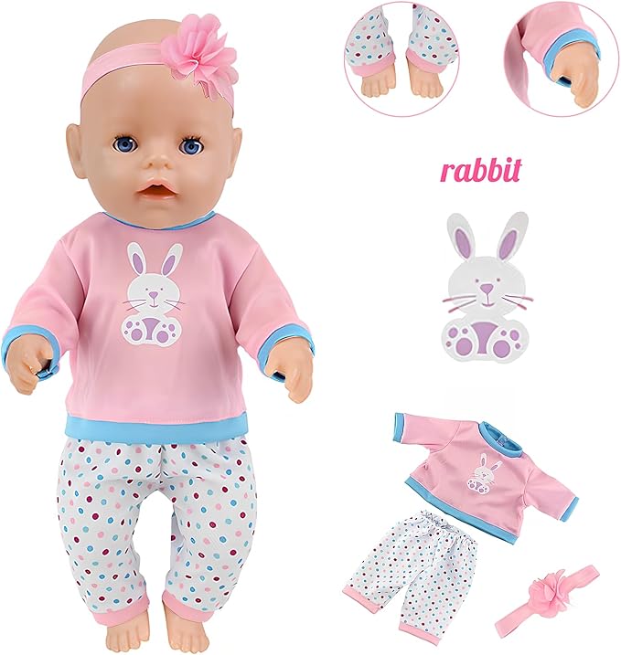 14-18 Inch Baby Doll Clothes 5 Sets Accessories Dress with Hats Socks for New Born 43cm Toy Baby Doll 14-16 Inch/15 Inch/18 Inch/Girl&Boy