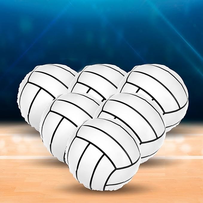 Volleyball Foil Balloons, 6 Pcs Volleyball Sports Balloons, Small Volleyball Helium Mylar Balloons for Volleyball Sports Themed Birthday Party Decorations Supplies