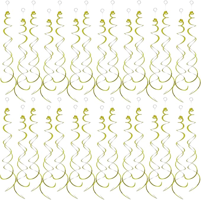 30 Pieces Hanging Swirl Party Decorations Ceiling Spiral Plastic Streamer for Birthday Graduation Wedding Celebration Baby Shower Party（Yellowish Green）